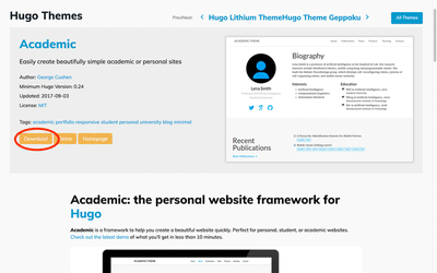 hugo-academic is as special theme for personal websites in academia. 