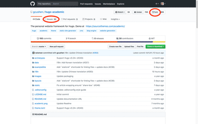 GitHub code repository of the hugo-academic theme. 