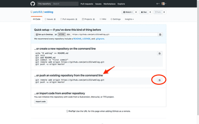 Quick setup: push an exiting repository from the command line. 
