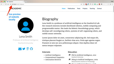 First view of live preview locally. 