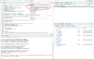 Choose 'Serve Site' to get a live preview of the website locally.