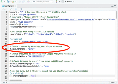 Add your Disqus short name into the config.toml