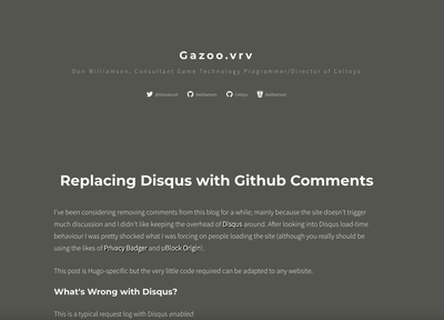 Screenshot of Gazoo.vrv, Don Williamson's website