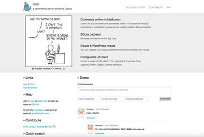 Screenshot of ISSO's website