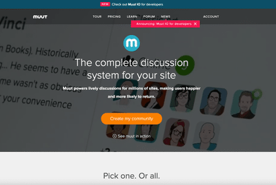 Screenshot of MUUT's website