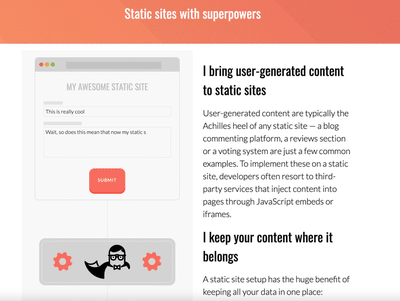 Screenshot of Staticman's website