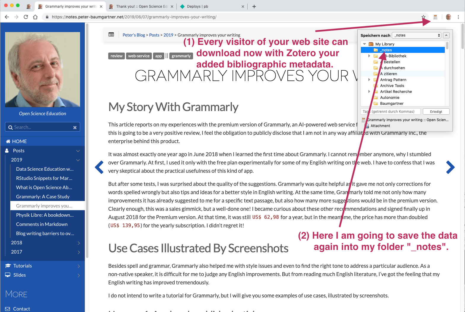 Screenshot shows download of the new generated metadata.