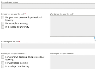 Snippet of the survey form for compiling the top tool list for 2020