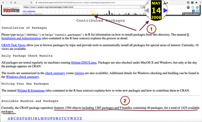 Screenshot of the 'Contributed Package' page from May 14, 2008.